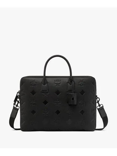 Klassik Maxi Monogram Leather Brief Case Black - MCM - BALAAN 1