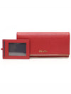 1MH132 Red Saffiano Leather Metal Bar Long Wallet - PRADA - BALAAN 1