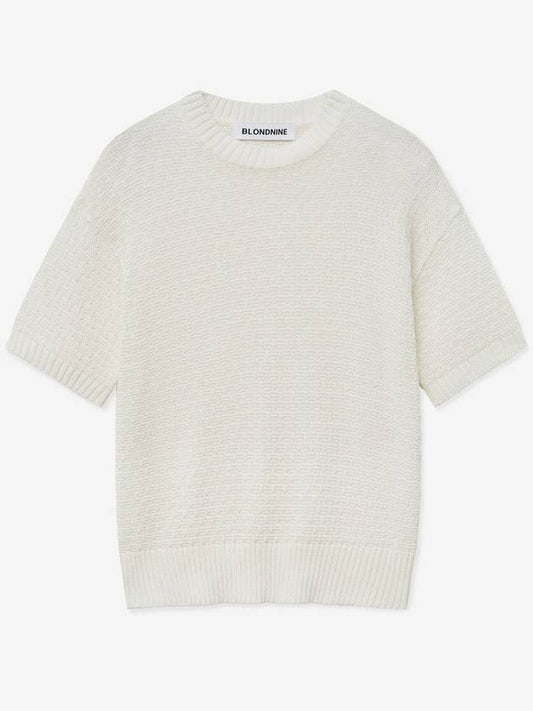 Soft crop round short sleeve knit_ivory - BLONDNINE - BALAAN 1