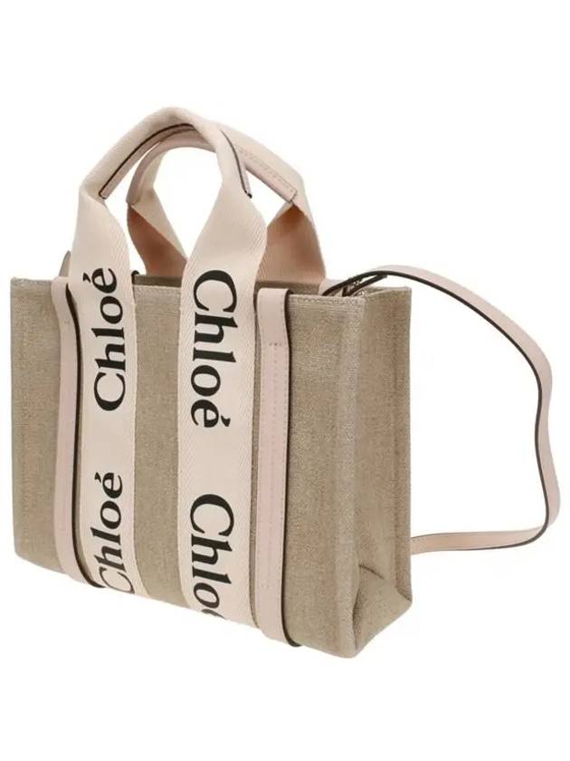 Woody Small Canvas Tote Bag Pink Beige - CHLOE - BALAAN 3