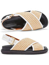 Leather Raffia Effect Fabric Fussbett Sandals Beige - MARNI - BALAAN 6