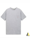 Tricolor Fox Patch Classic Pocket Short Sleeve T-Shirt Grey Melange - MAISON KITSUNE - BALAAN 2