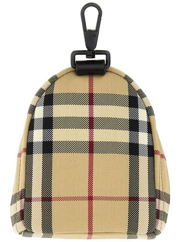 Jett Check Mini Canvas Backpack Charm Key Holder Beige - BURBERRY - BALAAN 3