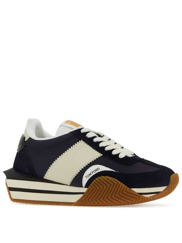 Logo James Panel Low Top Sneakers Navy - TOM FORD - BALAAN 3