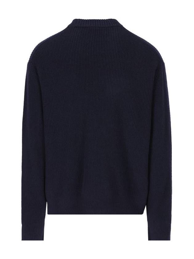 Bold Fox Head Patch Comfort Ribbed Knit Top Navy - MAISON KITSUNE - BALAAN 3