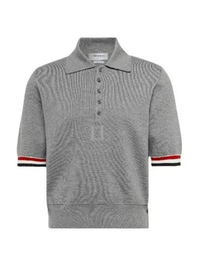 RWB Trimming Milano Stitch Short Sleeve Polo Shirt Grey - THOM BROWNE - BALAAN 2