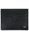 T Line Classic Logo Leather Card Wallet Black - TOM FORD - BALAAN 2