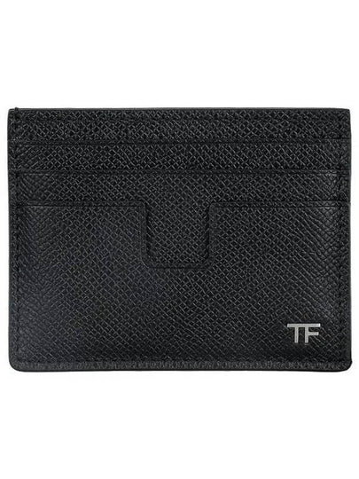 T Line Classic Logo Leather Card Wallet Black - TOM FORD - BALAAN 2