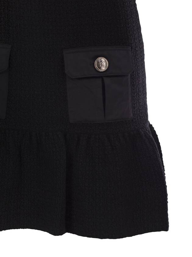 Bouclé wool miniskirt with technical sail cloth pockets - ELISABETTA FRANCHI - BALAAN 4