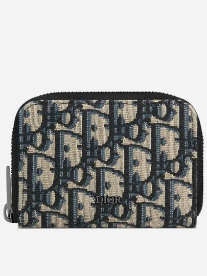 Zipper Jacquard Card Wallet Black Beige - DIOR - BALAAN 2