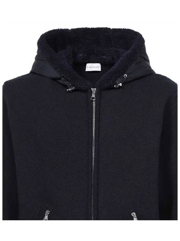 Logo Wool Hooded Zip Up Navy 9B000 16 M1115 778 - MONCLER - BALAAN 4