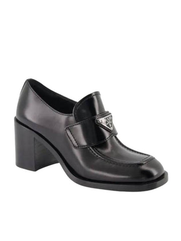 Brushed Leather Loafers Pumps Black - PRADA - BALAAN 1