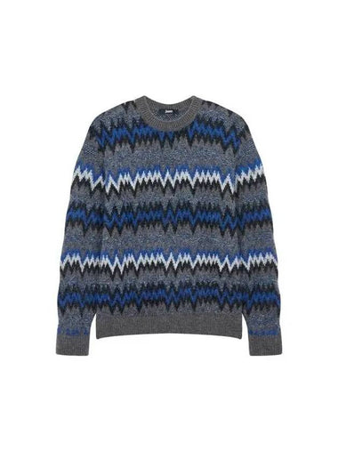 Men s Hairy Jacquard Pattern Knit Charcoal 271666 - HERNO - BALAAN 1