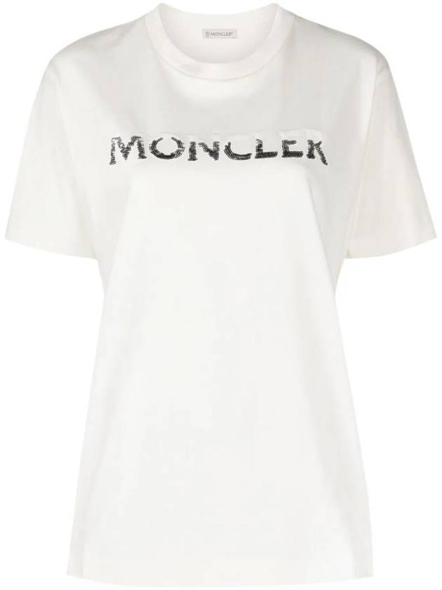 Logo Sequin Cotton Short Sleeve T-Shirt White - MONCLER - BALAAN 1