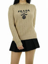 Crewneck Cashmere Knit Top Beige - PRADA - BALAAN 2