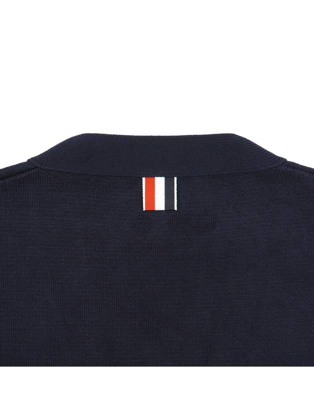 Milano Stitch Sprite Armband Cotton V-neck Cardigan Navy - THOM BROWNE - BALAAN 10