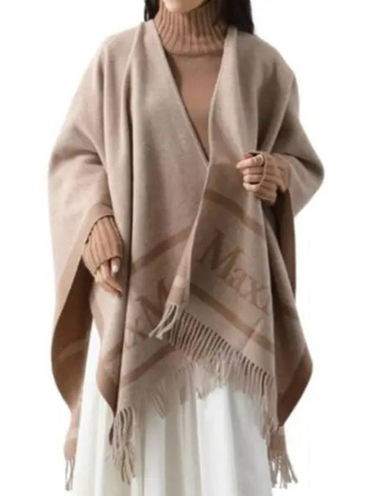 Hilde Logo Print Wool Cape Beige - MAX MARA - BALAAN 2