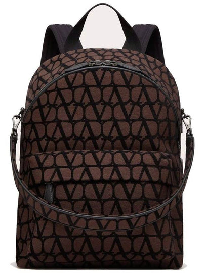 Toile Iconographe Fabric Leather Backpack Brown - VALENTINO - BALAAN 2