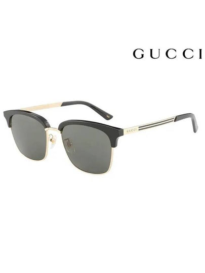 Eyewear Gold Rim Acetate Sunglasses  Gold Black - GUCCI - BALAAN 2