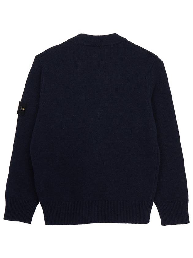 Kids Wappen Patch V-Neck Knit Cardigan Navy - STONE ISLAND - BALAAN 3