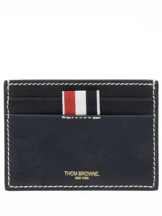 Stitched Vacchetta Card Wallet Navy - THOM BROWNE - BALAAN 2