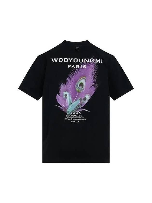 Feather Back Logo Short Sleeve T-Shirt Black - WOOYOUNGMI - BALAAN 1