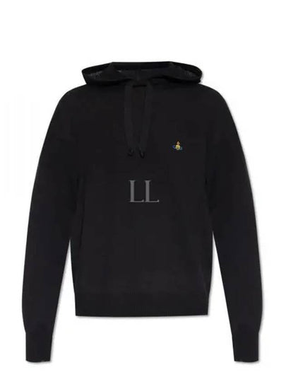 Embroidered Logo Virgin Wool Hoodie Black - VIVIENNE WESTWOOD - BALAAN 2