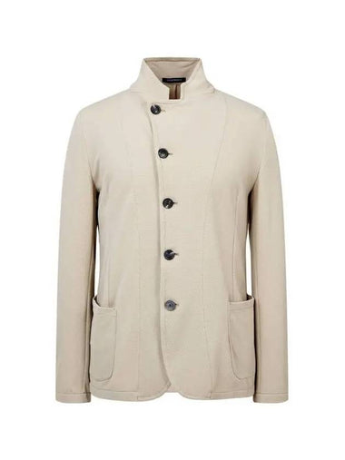 Men s Textured Easy Single Jacket Beige - EMPORIO ARMANI - BALAAN 1