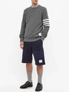 4 Bar Stripe Open Raschel Stitch Sweatshirt Grey - THOM BROWNE - BALAAN 4