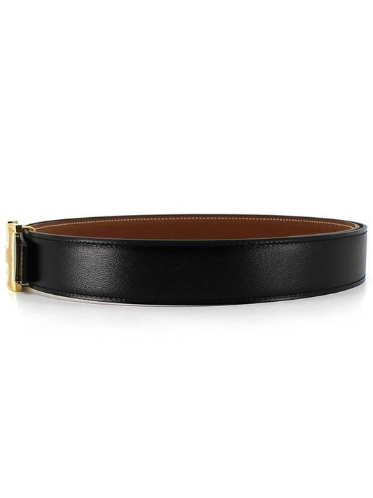 HM Reversible H Buckle Gold Plated 90 Double Sided Black Brown Men's Leather Belt H064540 CC 06 - HERMES - BALAAN 2