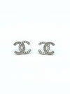 CC Logo Pearl Crystal Earrings Silver - CHANEL - BALAAN 3