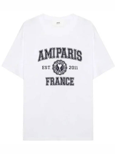 Lettering embroidery short sleeve t shirt - AMI - BALAAN 1