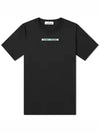 Men's Micrographic Print Short Sleeve T-Shirt Black - STONE ISLAND - BALAAN 5