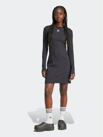 Essential Lip Long Sleeve Dress BLACK - ADIDAS - BALAAN 1