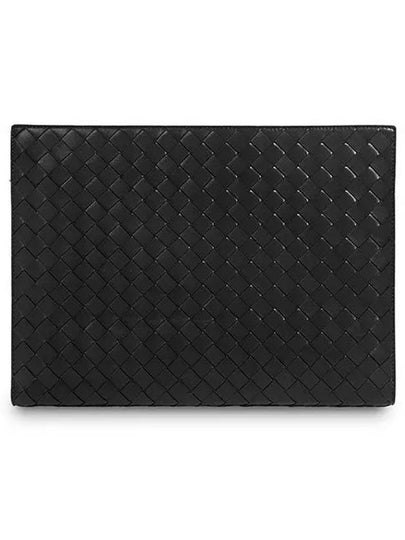 Intrecciato Document Case Clutch Bag Black - BOTTEGA VENETA - BALAAN 2