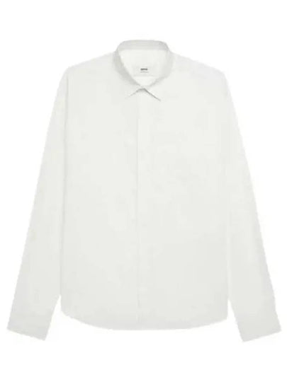 Heart Logo Tonal Cotton Poplin Long Sleeve Shirt White - AMI - BALAAN 2