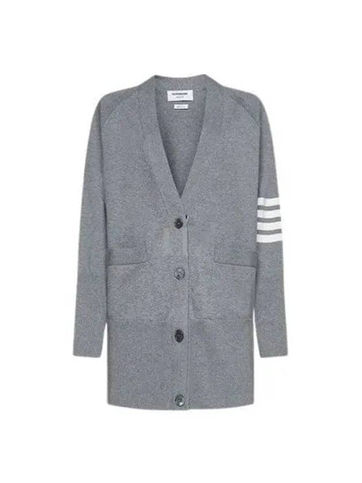 Stitched Cotton 4 Bar Cardigan Grey - THOM BROWNE - BALAAN 2