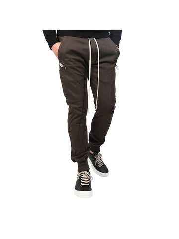 Drawstring Zipper Pocket Cargo Cotton Jogger Pants Brown - RICK OWENS - BALAAN 1