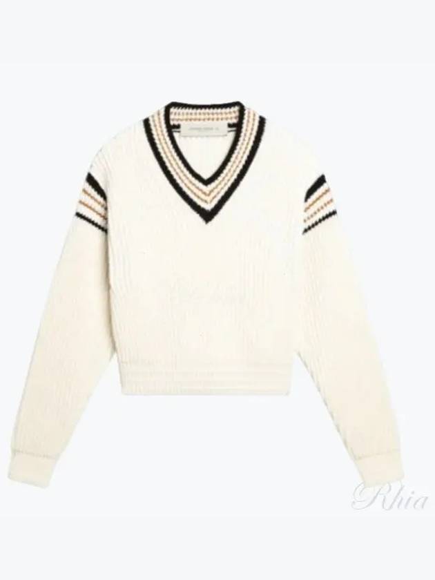 Cotton Basic V-Neck Knit Top White - GOLDEN GOOSE - BALAAN 2