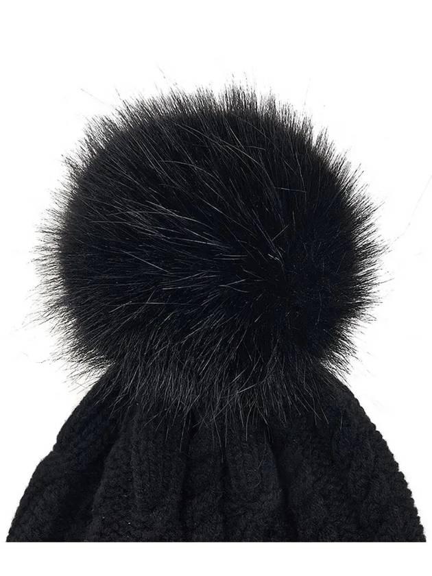 3B00029 M4506 999 Pom Black Wool Cashmere Beanie - MONCLER - BALAAN 3