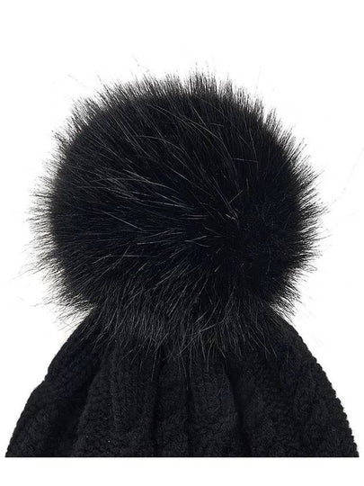 3B00029 M4506 999 Pom Black Wool Cashmere Beanie - MONCLER - BALAAN 3