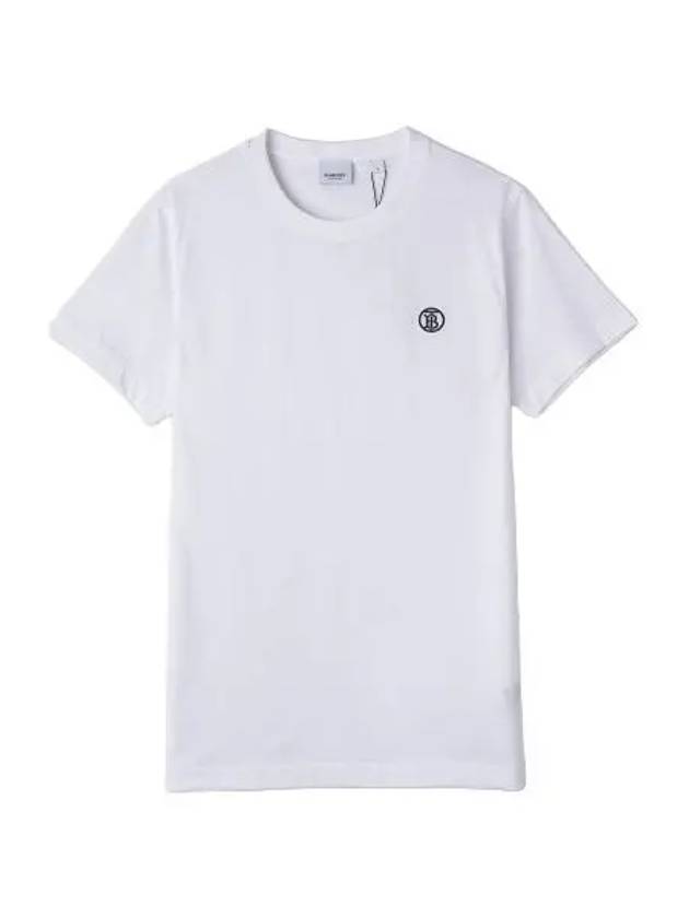 embroidered short sleeve t shirt white tee - BURBERRY - BALAAN 1