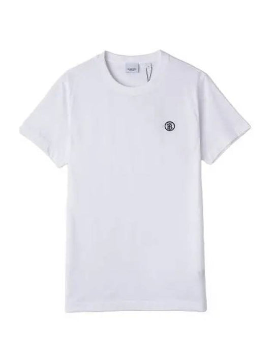 embroidered short sleeve t shirt white tee - BURBERRY - BALAAN 1