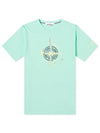 Marble One Logo Print Short Sleeve T-Shirt Mint - STONE ISLAND - BALAAN 2