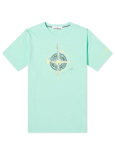 Marble One Logo Print Short Sleeve T-Shirt Mint - STONE ISLAND - BALAAN 2