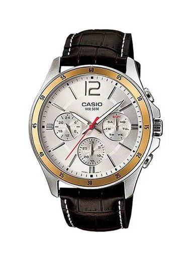 Men's Leather Wrist Watch MTP1374L7A - CASIO - BALAAN 1