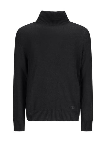 Men's Embroidered Logo Wool Turtleneck Black - JIL SANDER - BALAAN 2