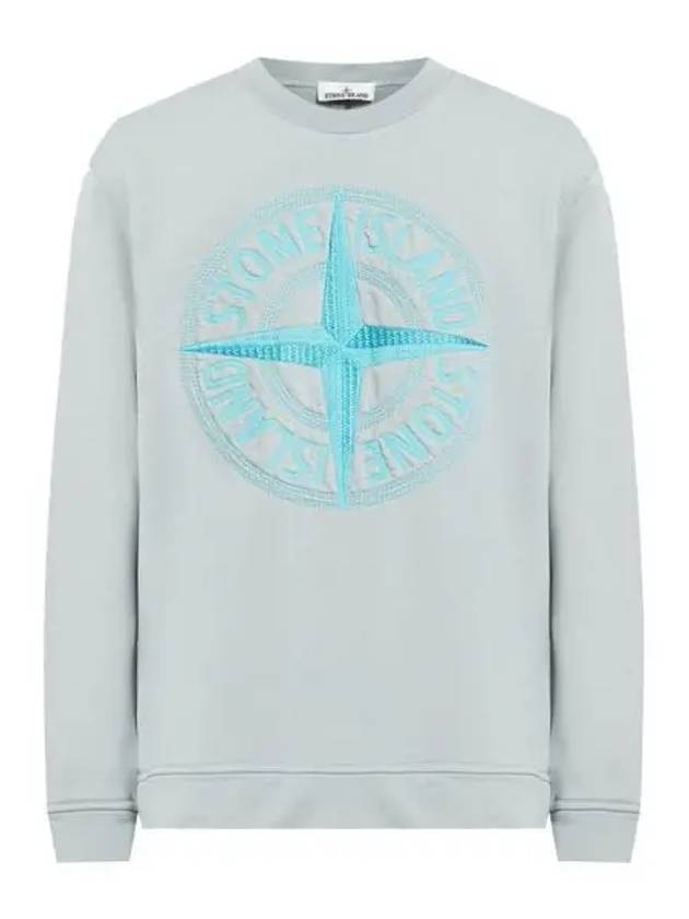 Garment Dyed Stitches Four Print Crewneck Sweatshirt Sky Blue - STONE ISLAND - BALAAN 2