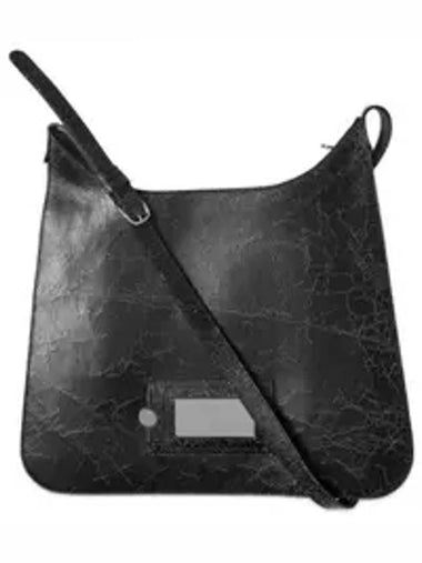 Flat Crack Leather Shoulder Bag Black - ACNE STUDIOS - BALAAN 1