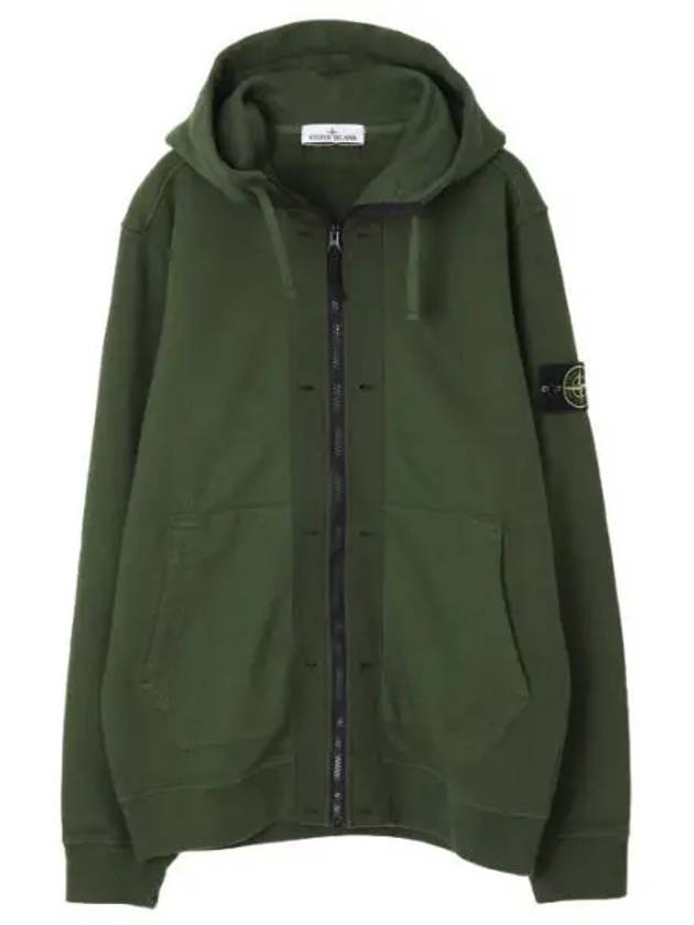 Brushed cotton fleece hooded zip up regular fit men - STONE ISLAND - BALAAN 1